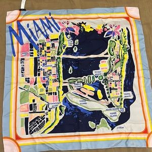 Miami print silk scarf colorful silk scarf j crew silk scarf